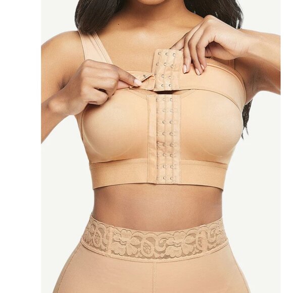 Post-Surgical Breast Band 3 Rows Hooks Chest Strap Wireless Two-Piece Sport Bra - Picture 2 of 8